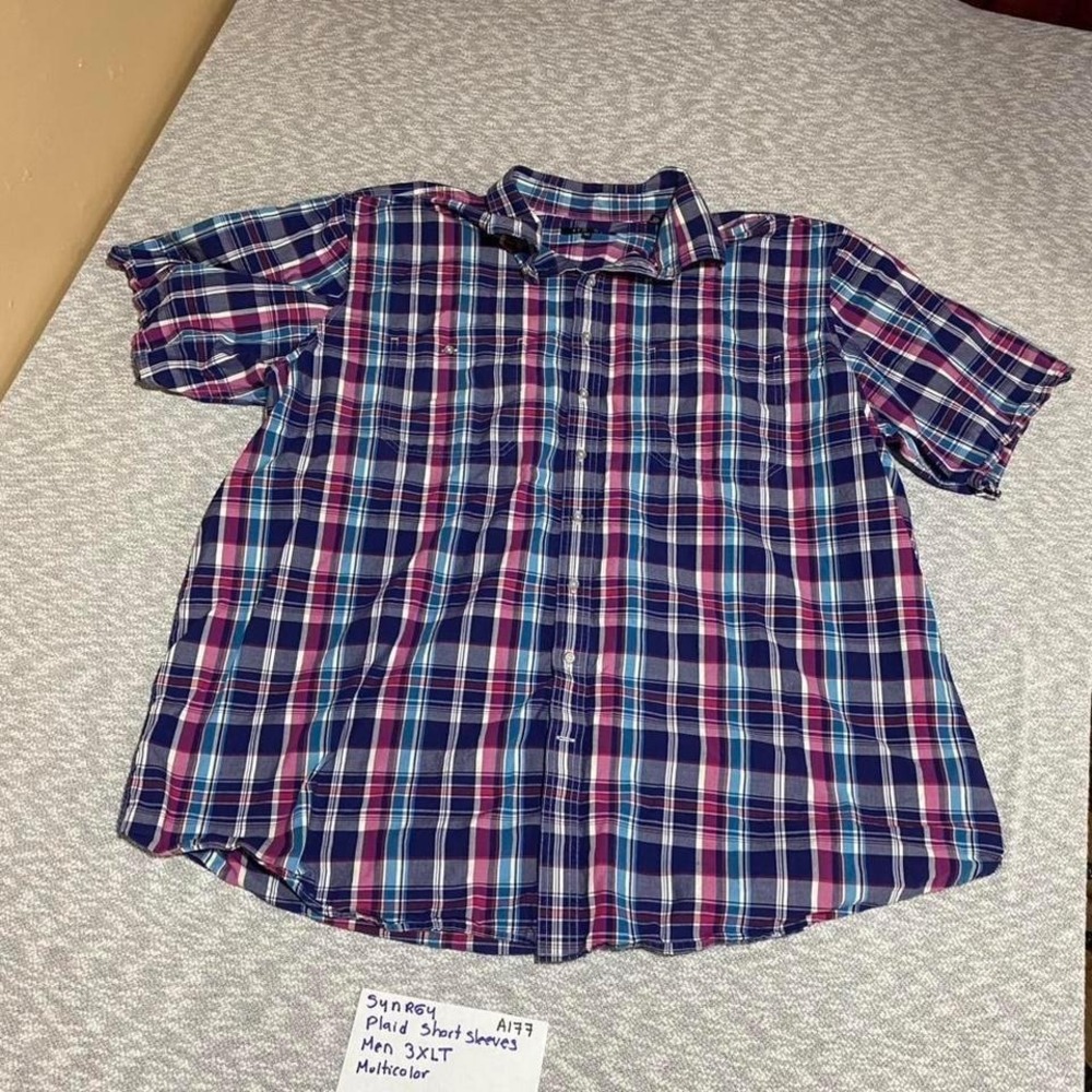 Synrgy multicoloured plaid button up shirt men 3XL. SKU-A177 #plaid #menswear